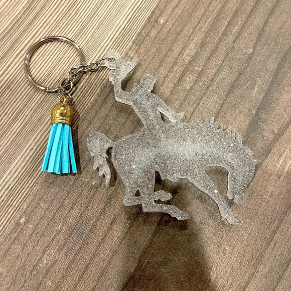 Hand Crafted Accessories - Handmade Bucking Bronco/Horse Riding/Cowboy Keychain